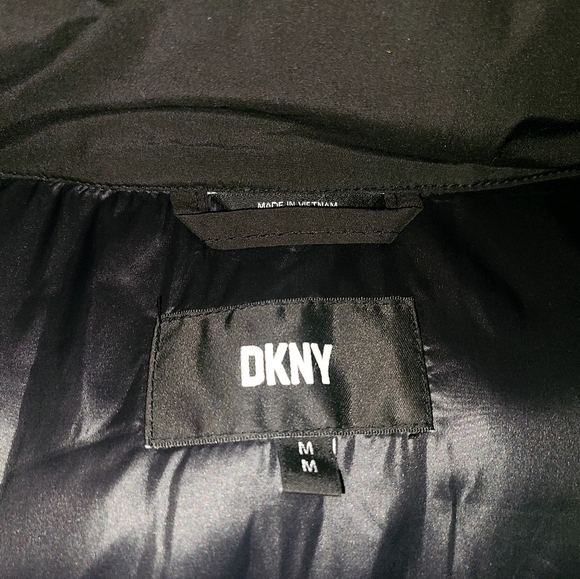 DKNY Black Long Puffer Coat, Size Medium - Picture 4 of 11